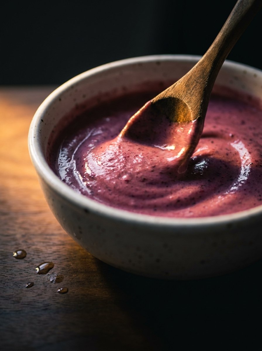 Lepel roert door een romige SmoothlyFresh bowl